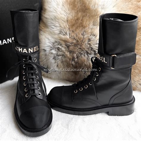 knee high boots chanel|chanel lace up combat boots.